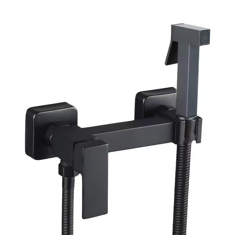 Bidet Faucet Set Black Wall Mounted Hot Cold Bidet faucet High Pressure toilet gun Brass Bathroom Square Gold Chrome Shower Tap