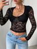 Women y2k Sexy Wind Slim Hollow Long Sleeve Tie Lace Shirt Top