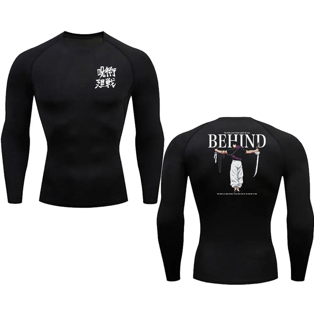 Anime kompresní košile Muži Potisk Prodyšný Fotbal Fitness Těsné Sportovní oblečení Althletic Quick Dry Rash Guard Gymnastika Jezdecké topy