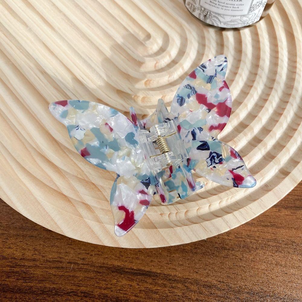Colorful Acetate Butterfly Hair Claw PVC Sweet Shark Clip Elegant Retro Hair Crab Clip  Lady