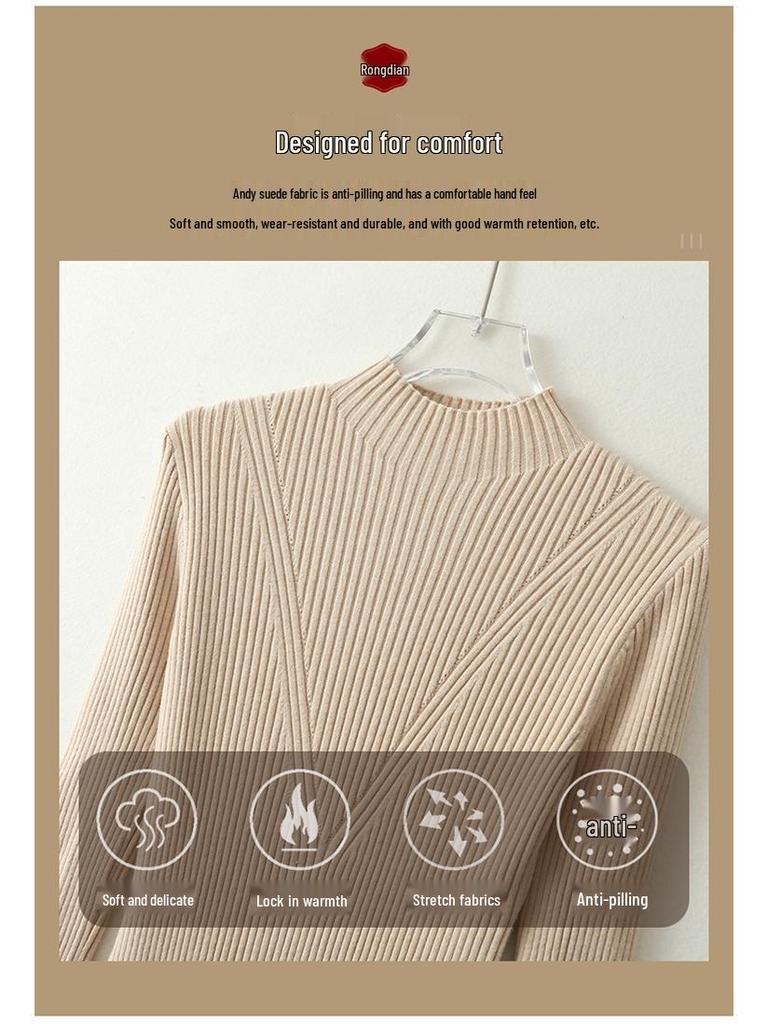 New Autumn/Winter Slimming Knit Dress for Women - Half-High Neck, Figure-Flattering, Long Length Bodycon Skirt