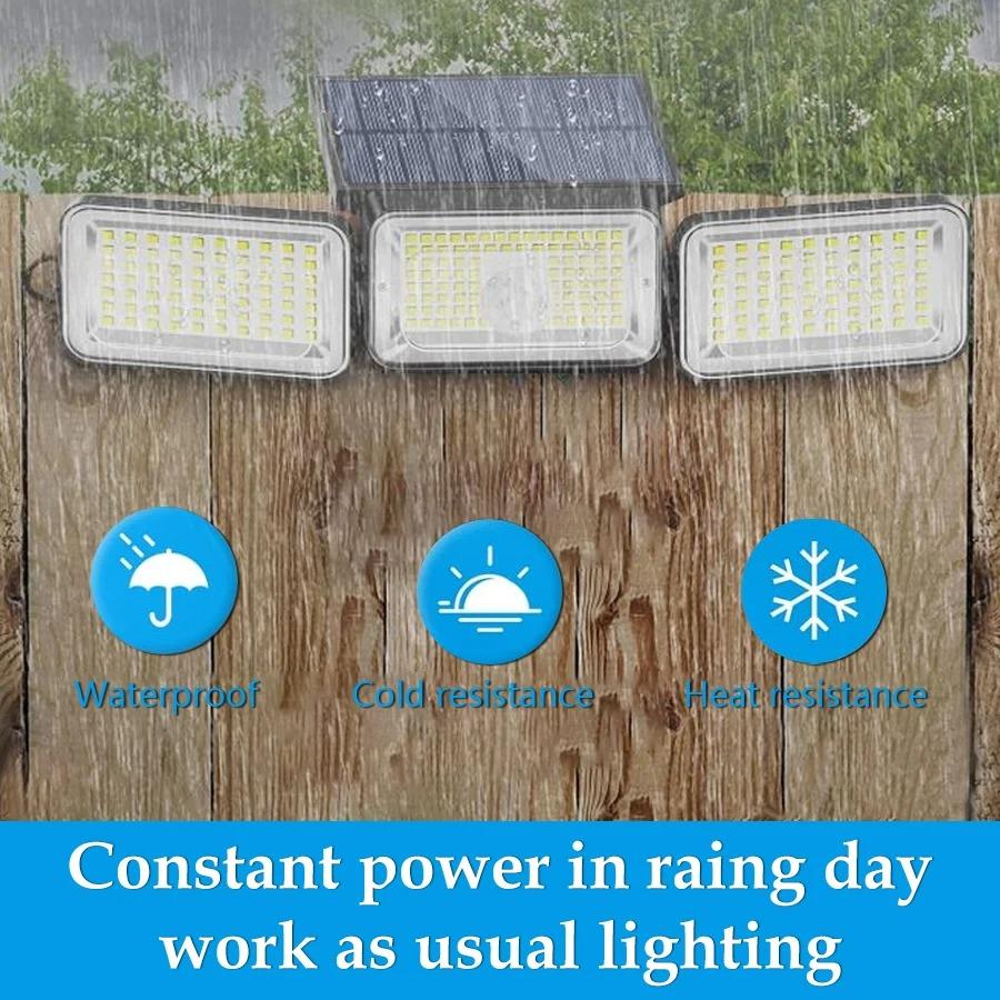 Solar Outdoor Light 368 LED Solar Security Flood Lighting with 3 Modes Adjustable Lighting Head for Garage Garden Yard Fence