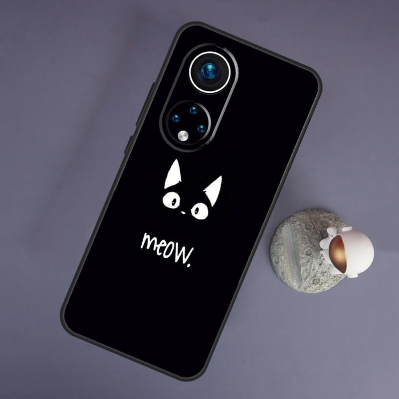Black Cat Cartoon Cute For Huawei Honor Magic 5 Lite 70 50 X8 X9 a P20 P30 P40 P50 P60 Pro P Smart Nova 9 5T Case