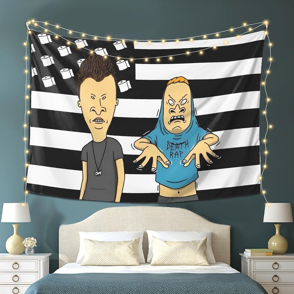 Beavis and ButtHead Carta Igienica Bandiera Arazzo Divertente Cartone Animato Anni '90 Decorazione Murale per Festa Spazi Umorismo Retrò