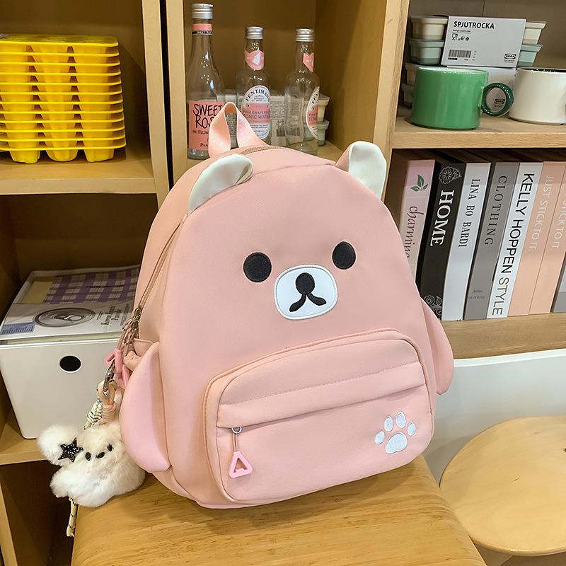 School Bag Cute Cartoon Canvas Bear Backpack Simple Light Versatile Large Capacity