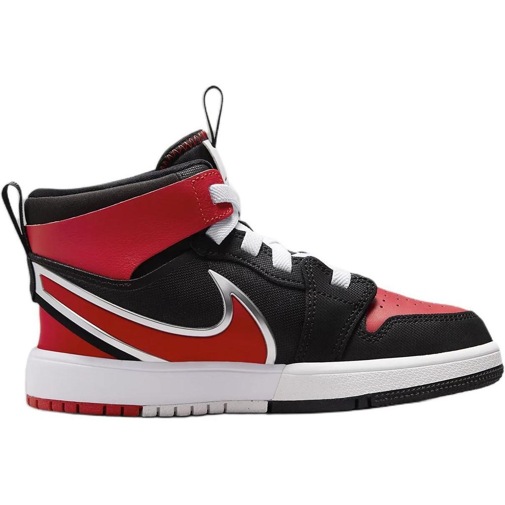 Air Jordan 1 Mid RM EasyOn PS Bred Kids Sneakers Black White University-Red FQ1282-006