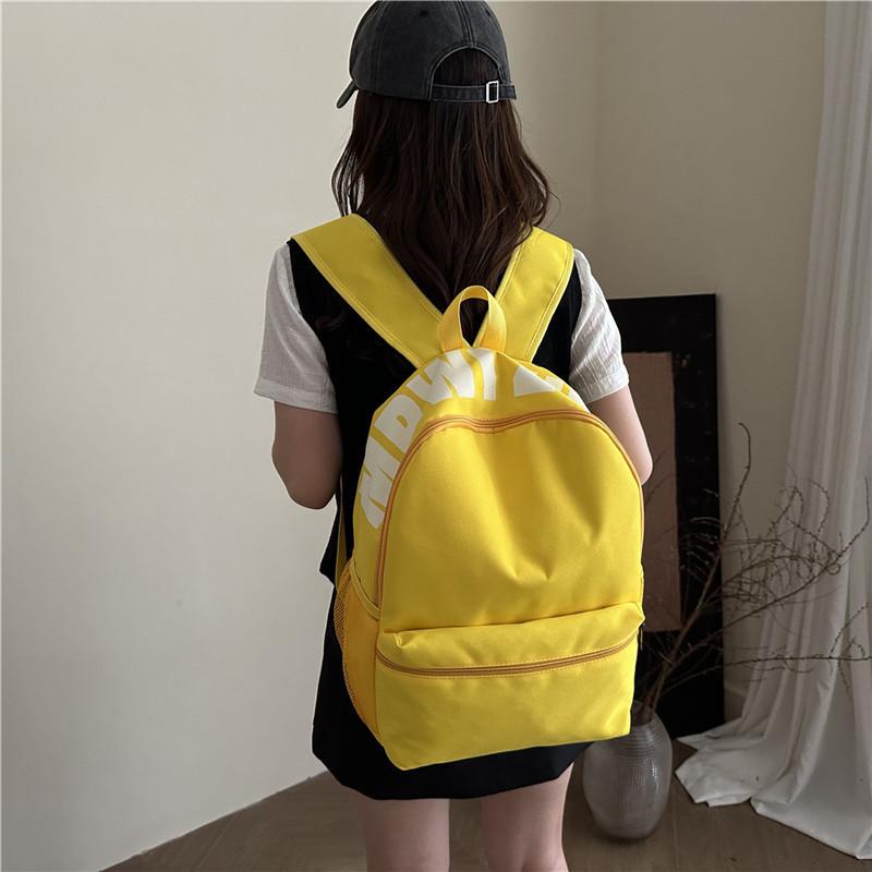 Student Solid Color Schoolbag Backpack Nylon Material Internal Phone Pocket