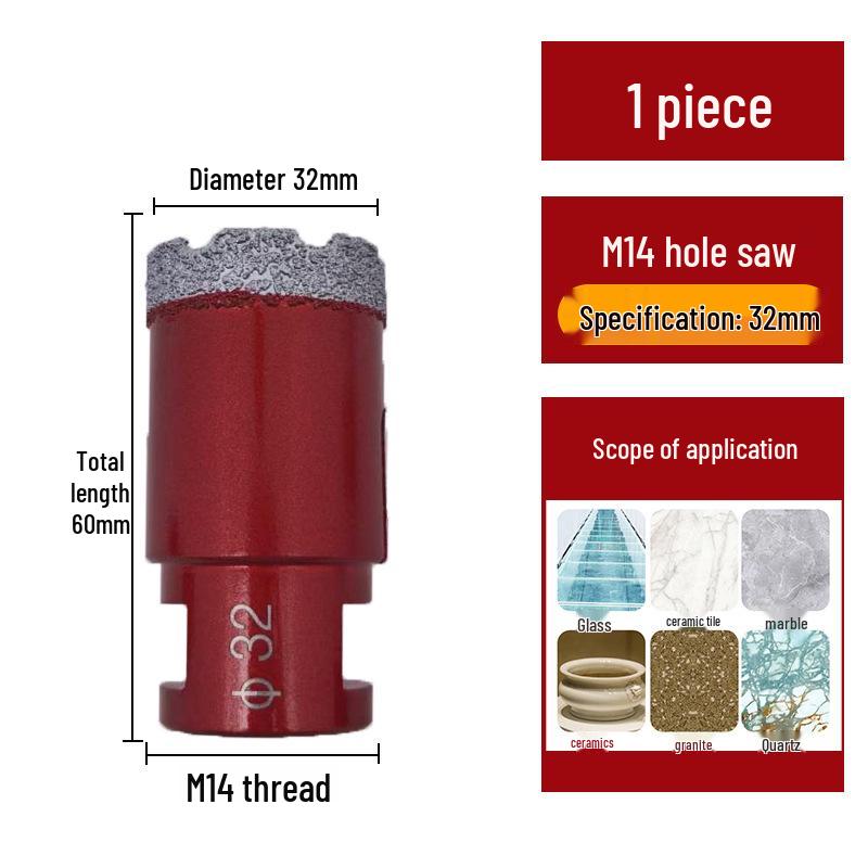 Pânză diamantată brazată M14 pentru gresie, marmură, piatră, sticlă - Bit de găurit pentru polizor unghiular pentru mărirea găurilor