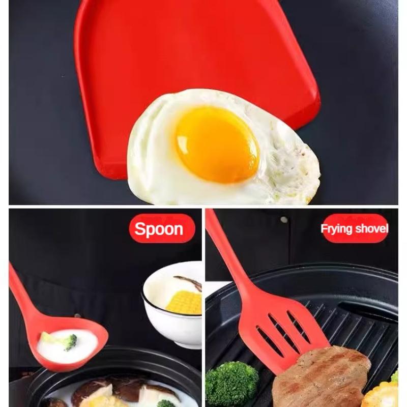 1/9pc Chef-Crafted Silicone Kitchen Set – Nonstick Safe, Heat-Resistant Spatula & Slotted Spoon | Dishwasher Friendly Essentials