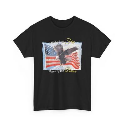 GILDAN TEE Retro Land of the Free Home of the Brave Unisex T-Shirt
