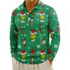 Men's Casual Christmas Print Button Long Sleeve Shirt