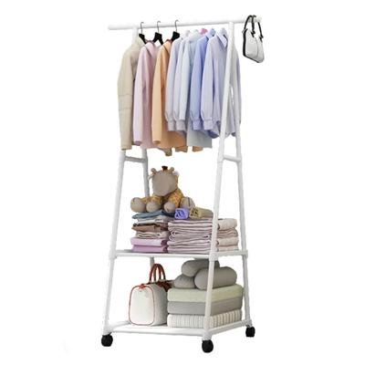 Rolling Clothes Rack with Wheels Triangular Stable Carbon Steel Freestanding Garment Rack for Bedroom Small Space