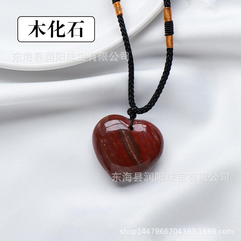 Natürlicher Kristall Liebesanhänger, Achat Halbedelstein 3cm Pfirsichherz Halskette herzförmiger Schmuckanhänger, Fabrikmode