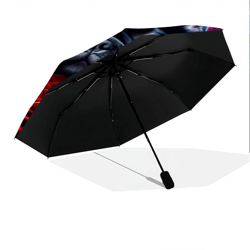 1pc Cute dog pattern Umbrella Portable Folding Umbrella Iron Frame Hole Bone Structure Outdoor Home Umbrella