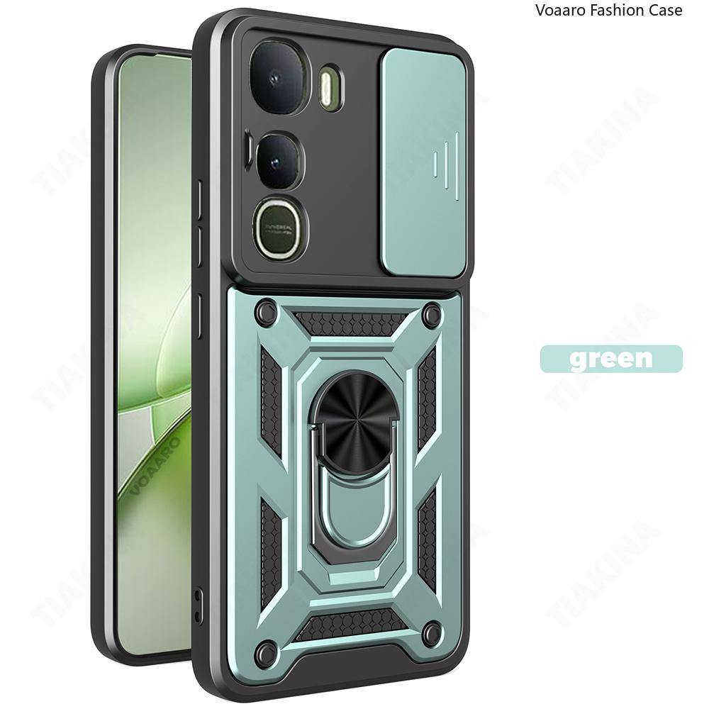Slide Lens Armor Funda for Vivo Y400 5G Global Case for Vivo Y400 5G Case Magnetic Ring Stand Holder Cover Shockproof Capa