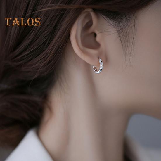 1 Pair Women Huggie Earrings Flower Decor Smooth Polished Alloy Copper Retro Pastoral Style Round Circle Lady Earrings