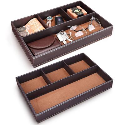 Richblue Storage Small Item Desktop Drawer PU Desk Drawer Multipurpose Desk Accessory Key Entryway Ring Storage Stylish Brown Tray, Holder, Tray,