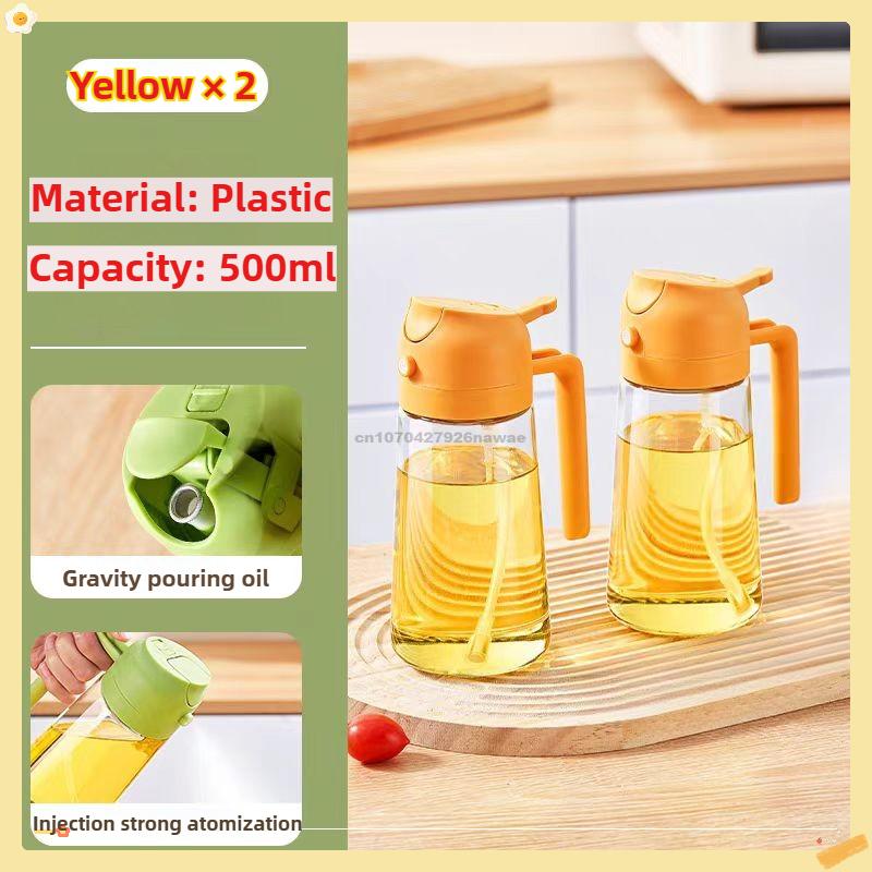 2 In1 Oil Spray Bottle Plastic Kitchen Barbecue Cooking Olive Oil Dispenser Oil Jar Baking Vinegar Soy Sauce Spray Container