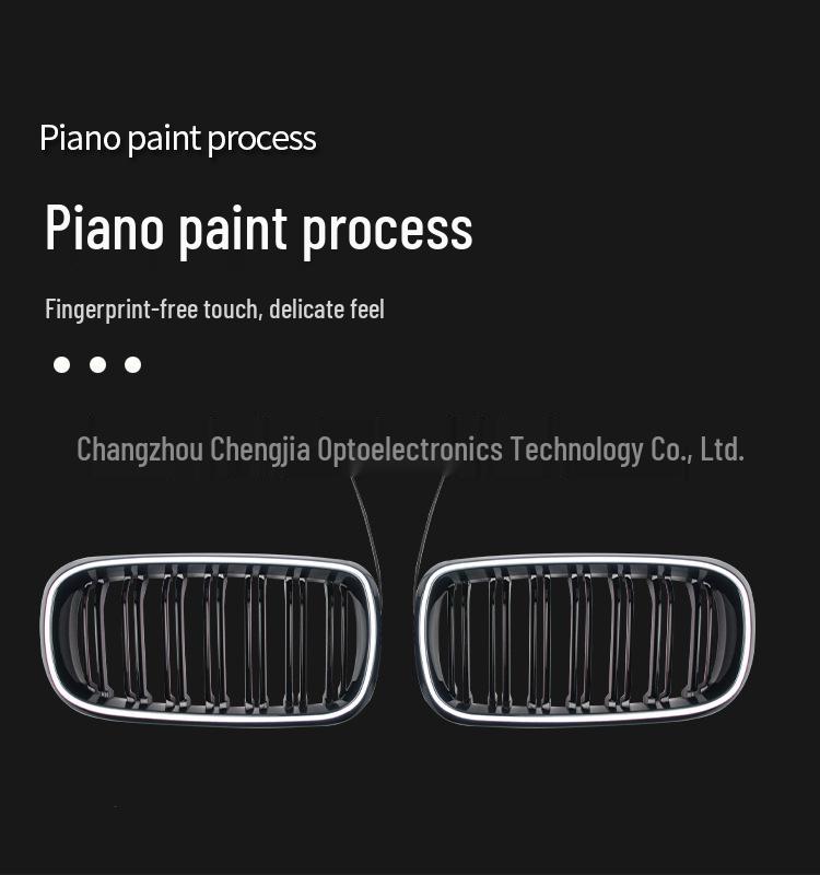 BMW X5 X6 F15 F16 2014-2017 Dwurzędowa Błyszcząca Czarna Kratka z Paskiem Świetlnym