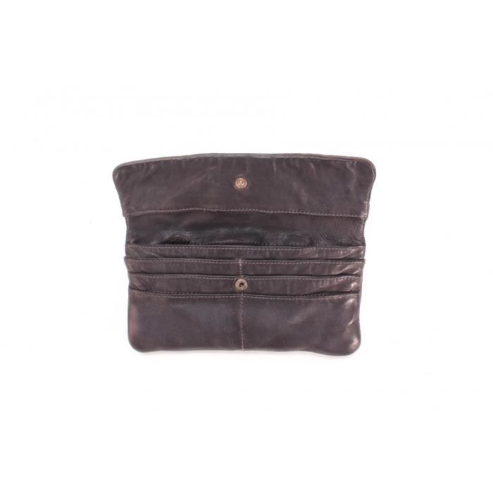 Leather Wallet - LE TEMPS DES CERISES - Sana PM1 Black - 14 Slots - 3 Compartments - Zipped