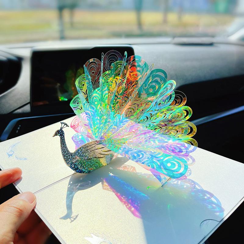 

1 pcs Pop up Sparkling Peacock 3D Stereoscopic Card New Dreamy Creative New Year Birthday Universal Blessing Card Christmas gift