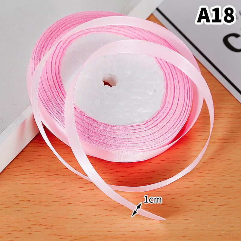 1Cm (25 Yards/Roll) Satin Flat Ribbon Roll Gift Flower Bouquet Packaging Wedding Birthday Ribbon Making Diy