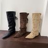 Inner Height Increase Pointed Suede Pile Long Boots Women's Shoes 2025 New Autumn and Winter Thin Medium Tube Knight Boots