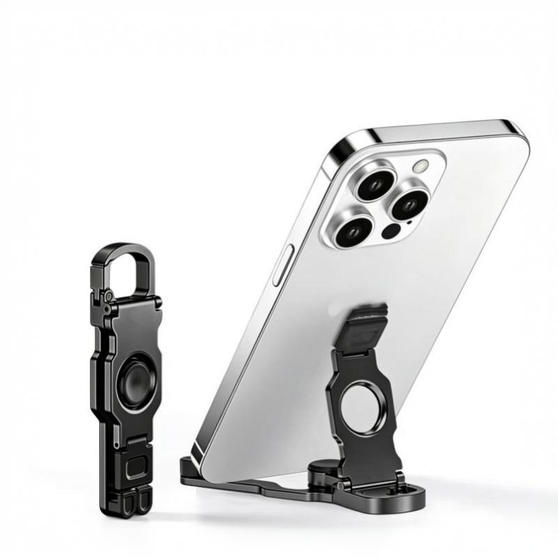 Plastic Foldable Mini Phone Stand Keychain Anti‑Slip Rotate Portable Outdoor Travel Desktop Holder