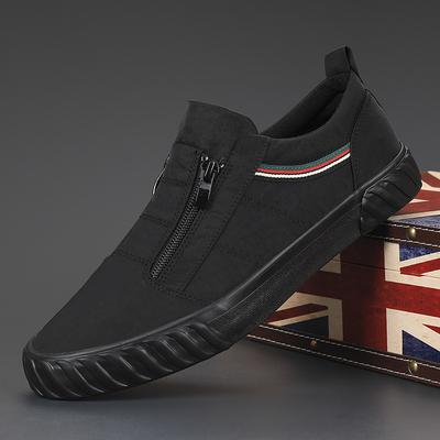 Holfredterse 5 Colour Autumn Mens Lightweight Casual Flat Comfy Canvas Shoes Zip Slip On Espadrilles Shoes Walking Spring 20856