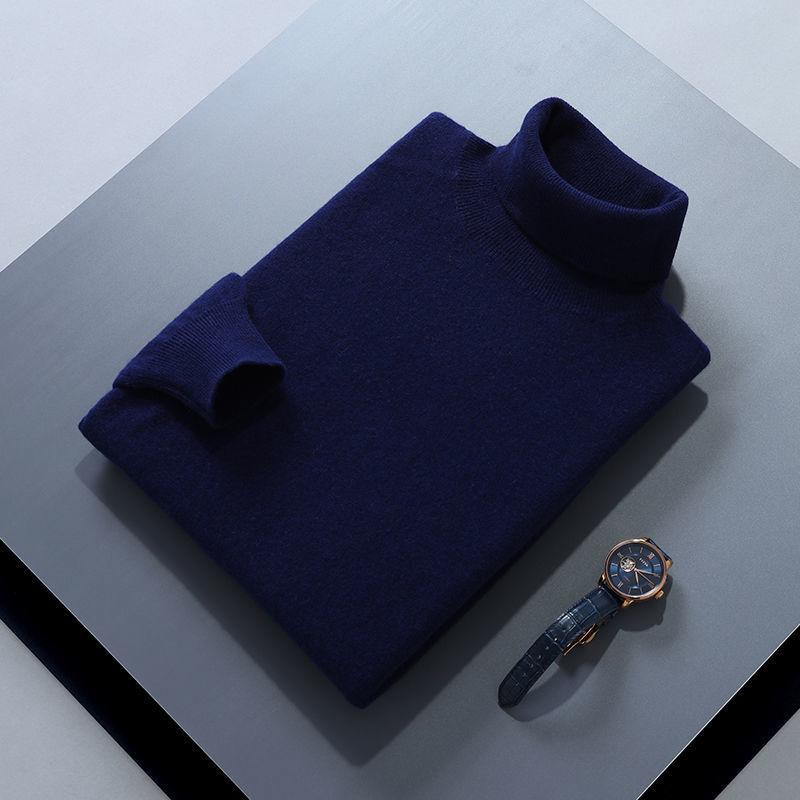 Spring And Autumn Winter Men'S High Collar Sweater Warm High End Woolen Sweater Fashion Knitted Hoodie
