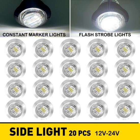 3/4 Inch LED Marker Lights Round Amber/Red/Blue/Green/White Clearance Brake Lamp