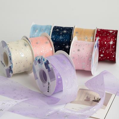 High Quality Yarn Weaving Hair Accessories Clothing Flower Packaging Accessories Ribbon Bow Ribbon Starry Sky Pleated Ribbon