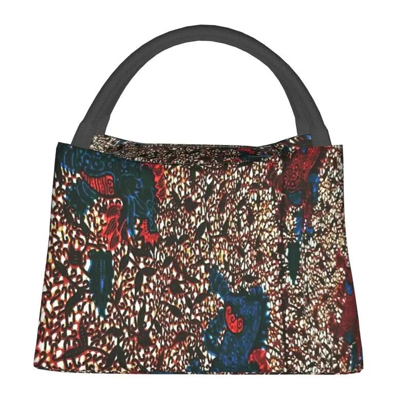 African Kente Cloth Design Lunch Boxes for Traditional Africa Ethnic Pattern Cooler Thermal Food Insulated Lunch Bag Container