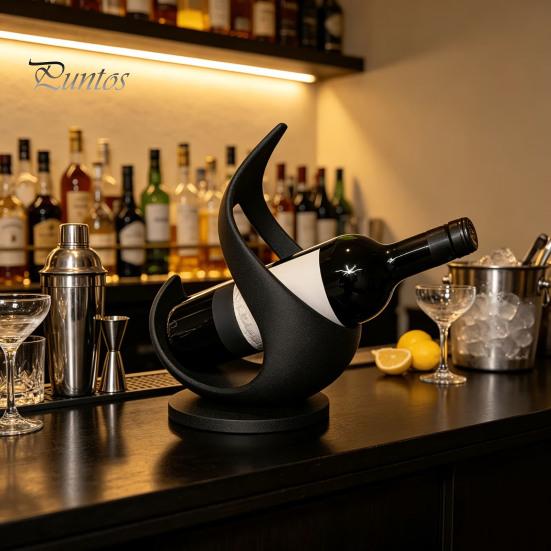 Artistic Wine Storage 3D Printed Flame Bottle Holder, Modern Sculptural Rack for Unique Tabletop Decor Home Bar, Decorative Stand, Creative