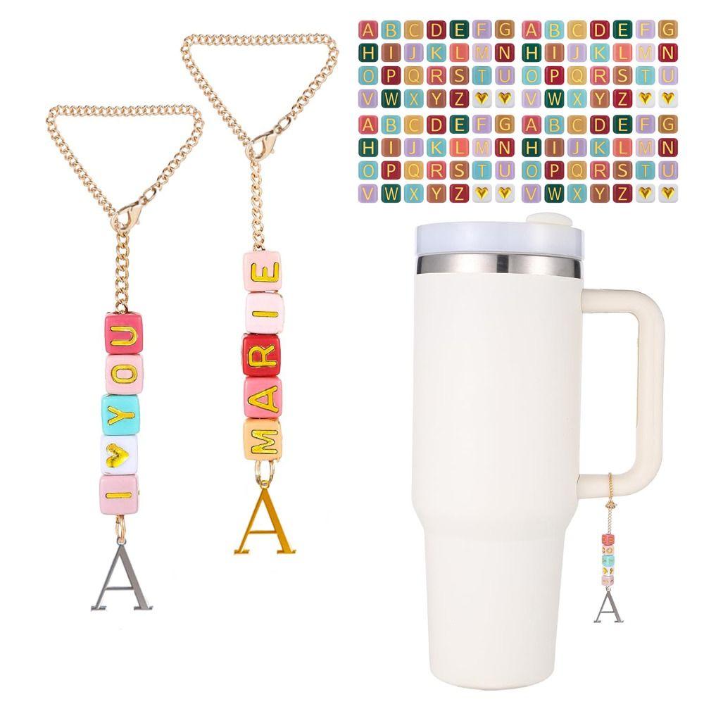

Initial Name Letter Charm for Cup Personalized Handle Charm Identification Letter Charm Keychain