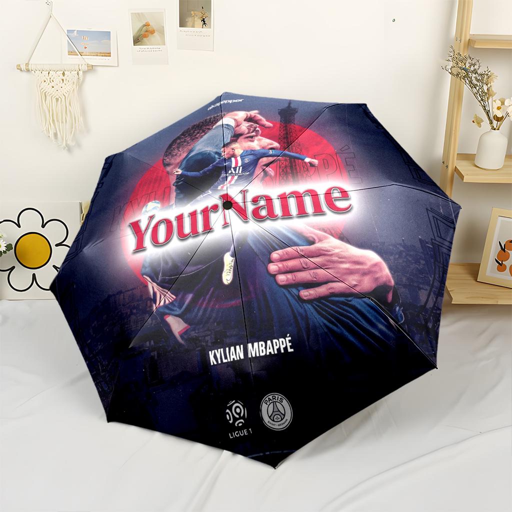 Mbappe Customize Your Name Umbrella Outdoor Automatic Umbrella with 8-Rib Lightweight Travel Essential Fashionable Gift for Festivals
