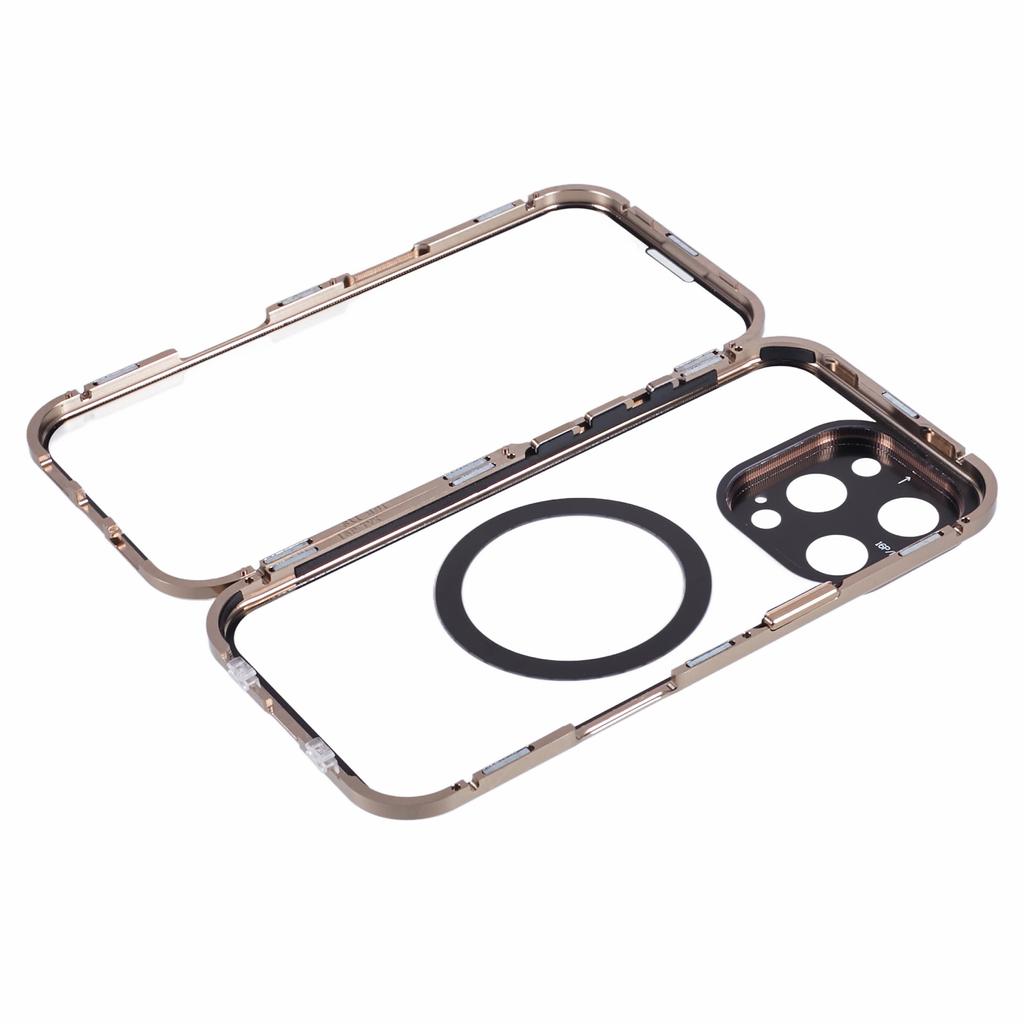 For iPhone 16 Pro Case Double Sides Tempered Glass Phone Cover Compatible with MagSafe Full Protector