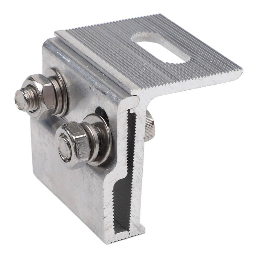 1Pcs Silver Solar Panel Clamp Anodized Roof Mounting Bracket for Off Grid Solar Power System