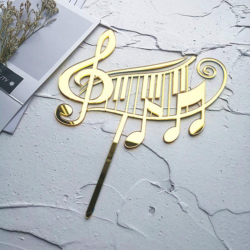 

5 шт./набор Музыкальная тематика Топпер для торта День рождения Выпускной Вечеринка Благословение Украшение золотистый