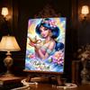 Disney Jasmine Series Pearl Effect Frameless Art | Magic Lamp Wish & Colorful Floral Design | Luxe Wall Decor for Contemporary Space & Gallery