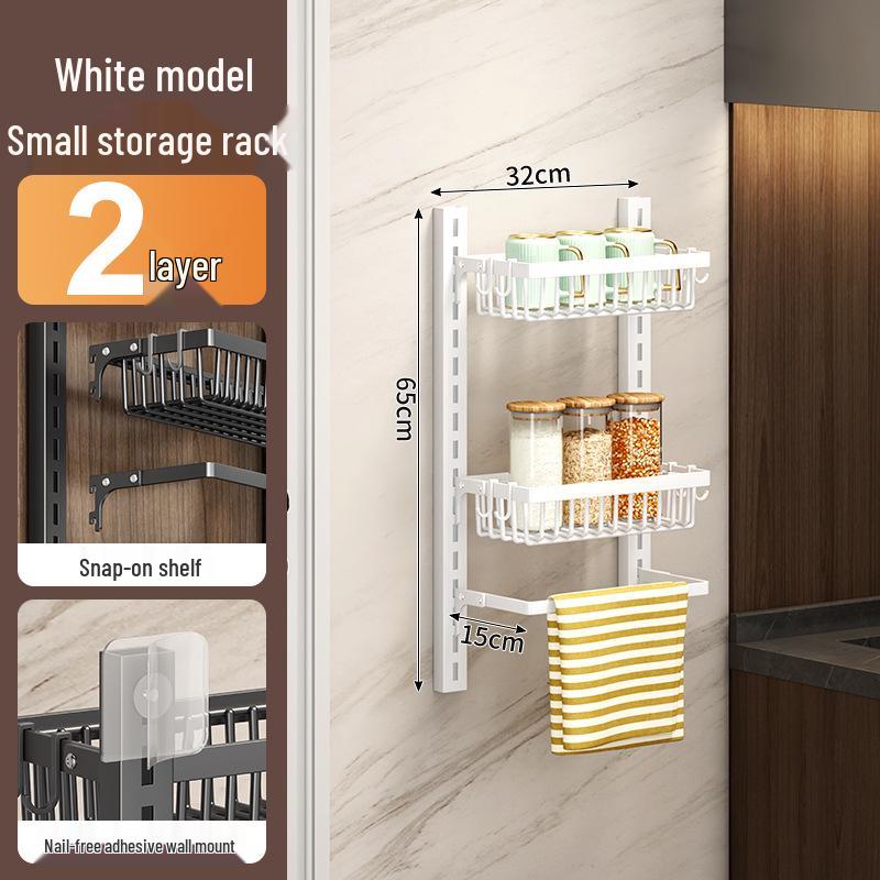 Adjustable Wall-Mounted Kitchen Storage Rack for Seasoning and More