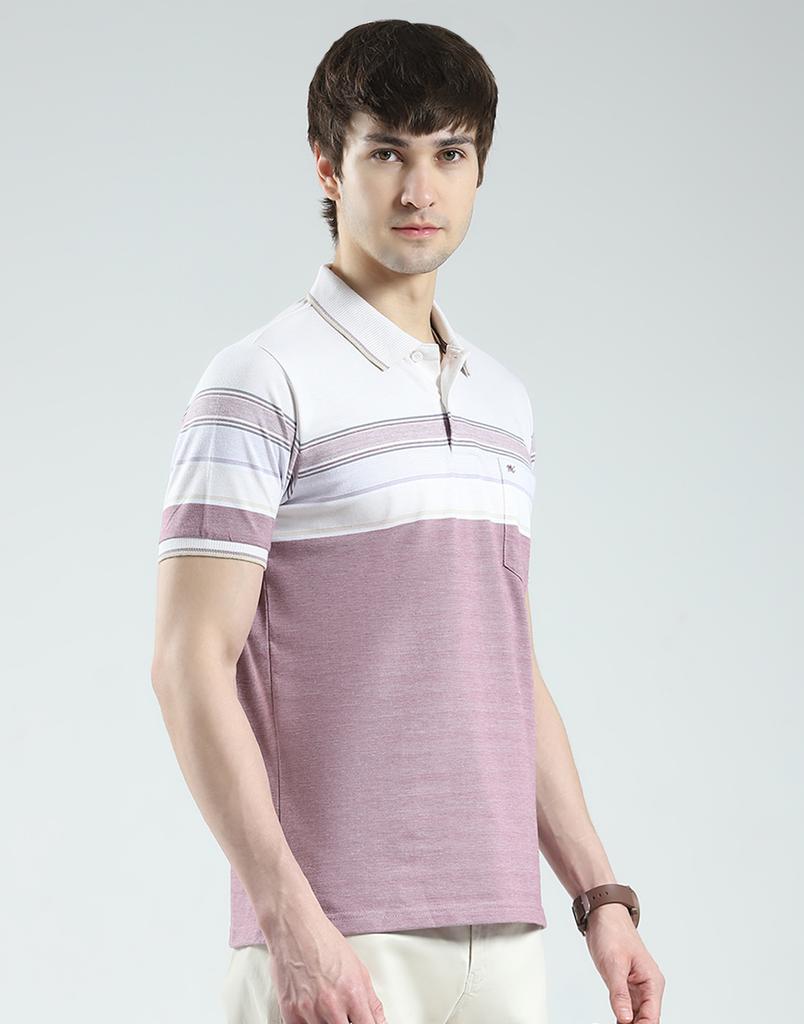 MONTE CARLO Men's Regular Fit Striped Polo Half Sleeve T-Shirt
