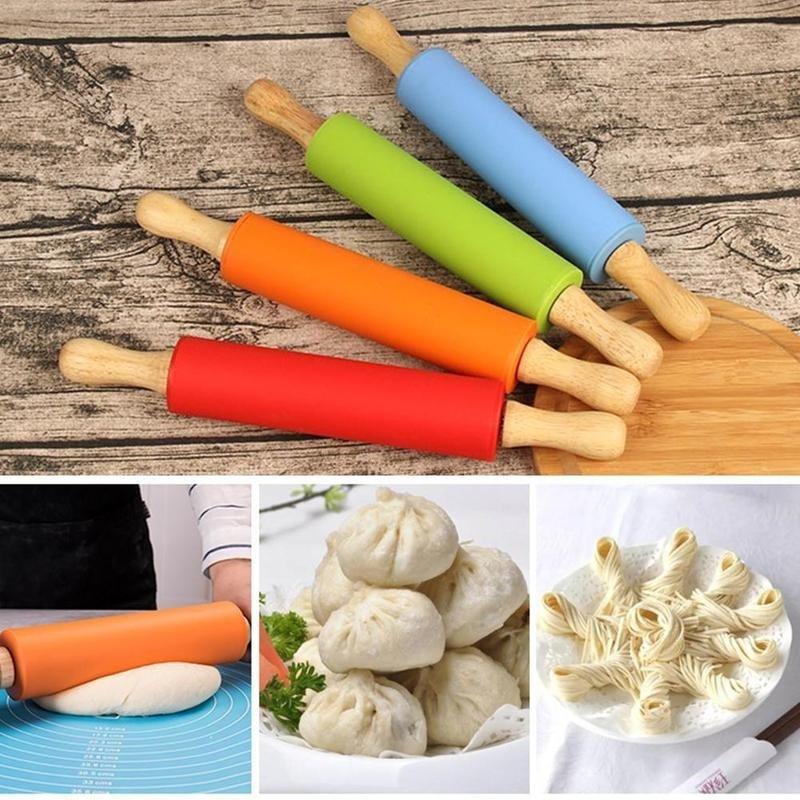 23 см Деревянная ручка Силиконовая скалка Ролик для теста Кондитерский ролик Инструменты для выпечки красный