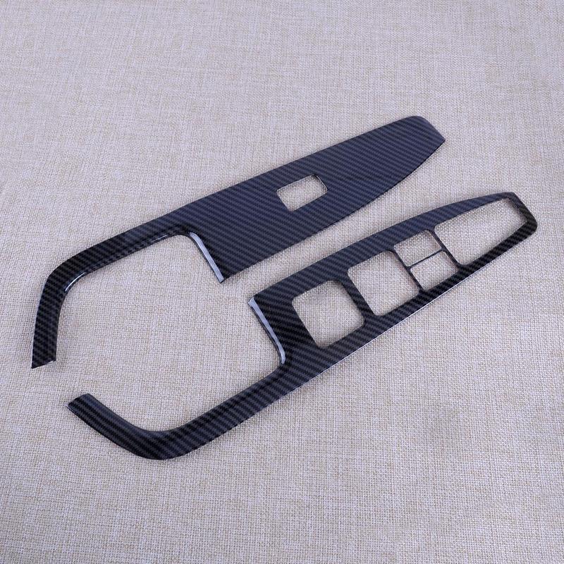 Car Black Carbon Fiber Style ABS Window Lift Switch Panel Trim Cover Set Fit for Hyundai Elantra 2017 2018   LHD