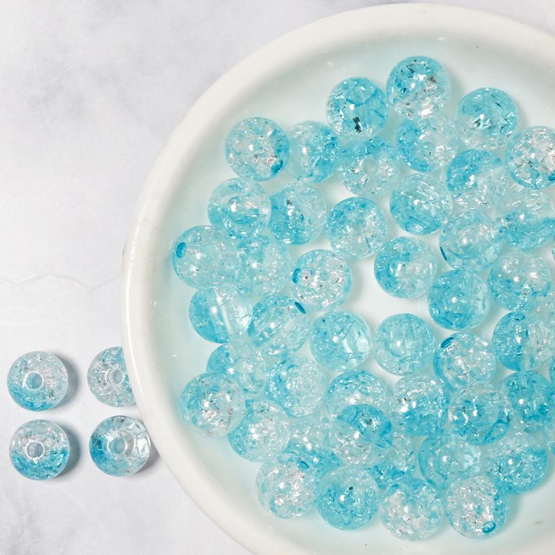 50pcs 8/10/12mm Cracked Crystal Acrylic Beads Colorful Round Loose Spacer Bead For Jewelry Making DIY Bracelet Necklace Findings