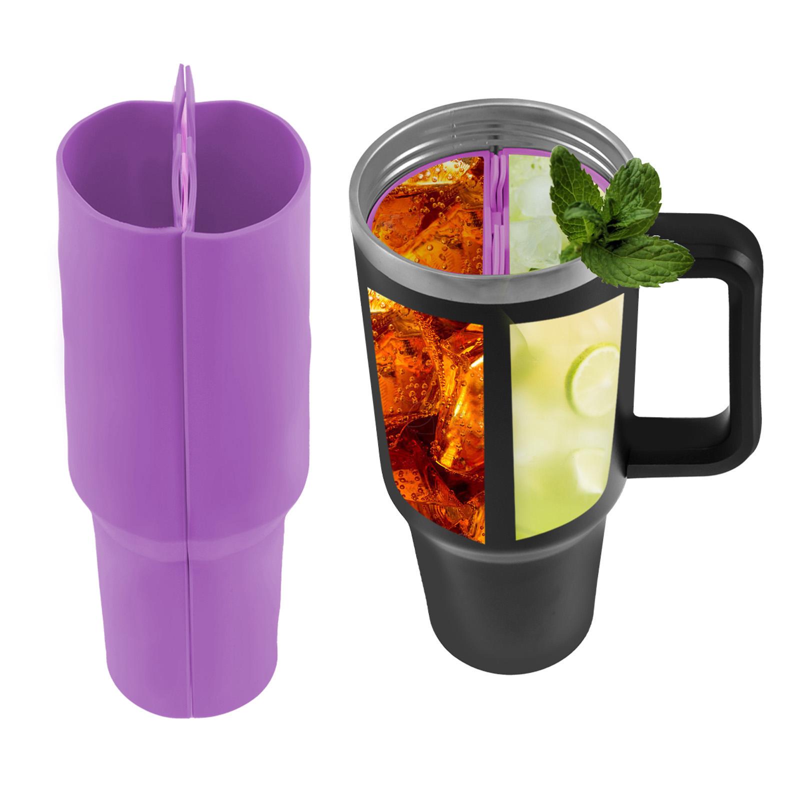 

Роздільник для напоїв 2-в-1 Силіконова вставка для чашки Stanley 40 унцій Аксесуари-роздільники для чашки Внутрішня секція чашки Піднос для двостороннього напою фіолетовий