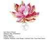 Women Brooch Lotus Flower Shape Faux Pearl Decor Contrast Color Realistic Flower High-End Luxury