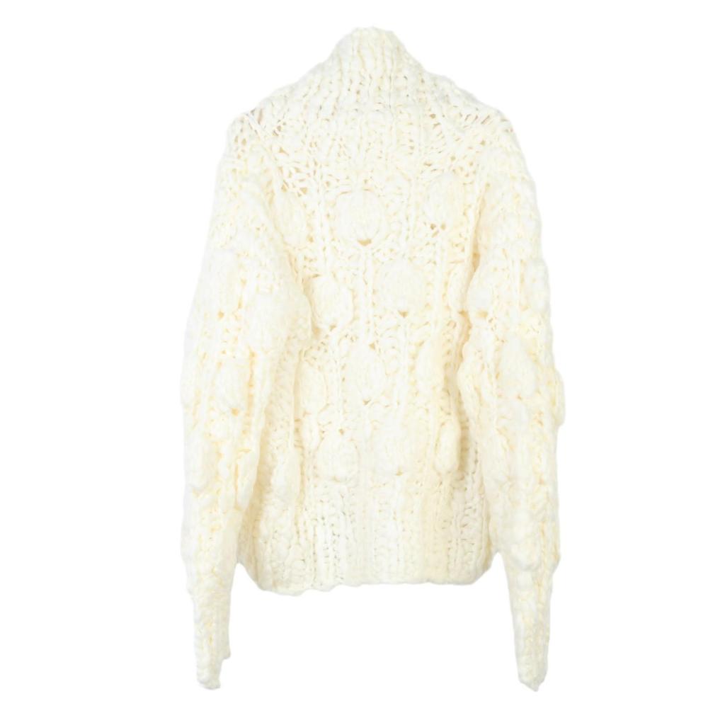 Women's Chunky Knit Zipper Cardigan: Fall/Winter Loose Handmade Sweater with Turn-Down Collar