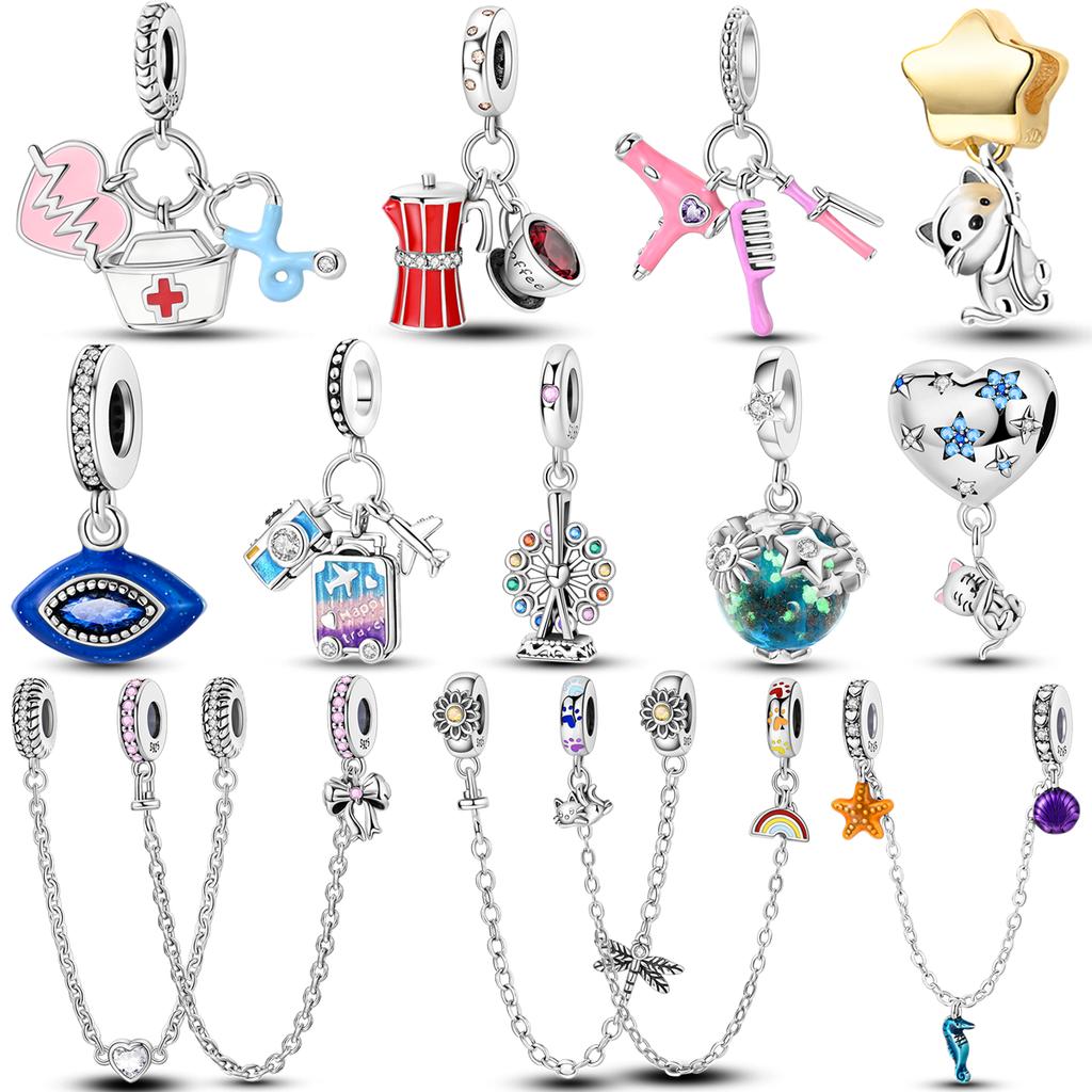 Copper Charm Beads Clover Egyptian Goddess Of Life Butterfly Dangle Fit Original Bangle Bracelet Diy Jewelry