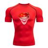 Men Compression Fitness Workout T-Shirt, Scary Red Grin Glow